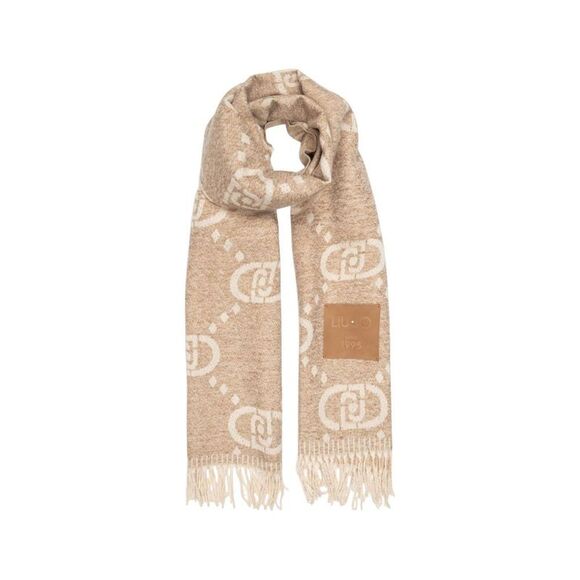 Liu Jo Logo Pattern Fringe Scarf Women Beige Scarves,All Products : American Fashion Style Bags On Sale